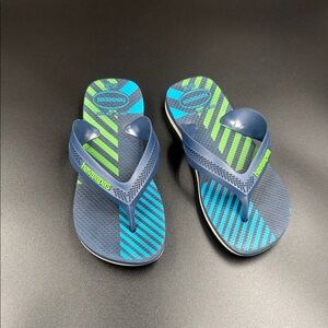 Havaianas Navy and Lime Flip Flops